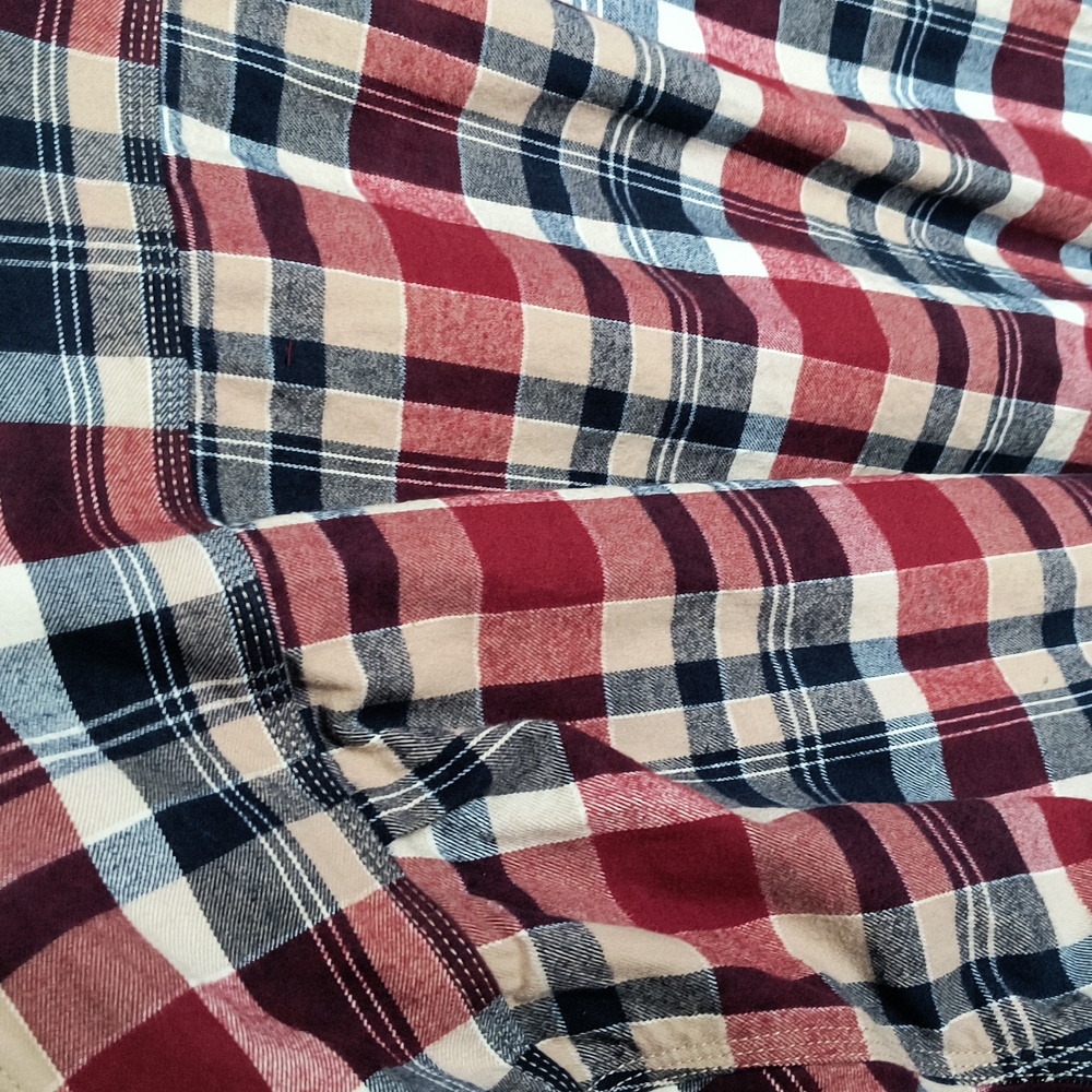 Ridgecut Tough Plaid Wear Red Blue Beige Long Sleeve Heavy Weight Flannel Sz XL - Picture 7 of 9